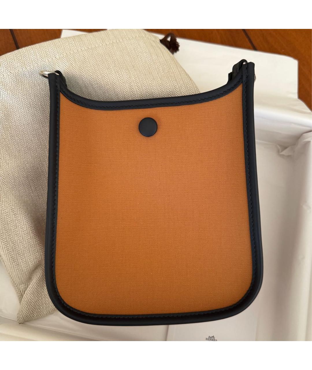 HERMES Коричневая тканевая сумка через плечо, фото 3