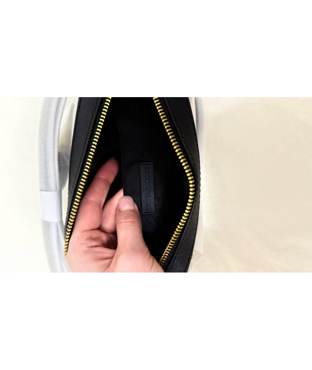 MICHAEL KORS Черная кожаная сумка через плечо, фото 4