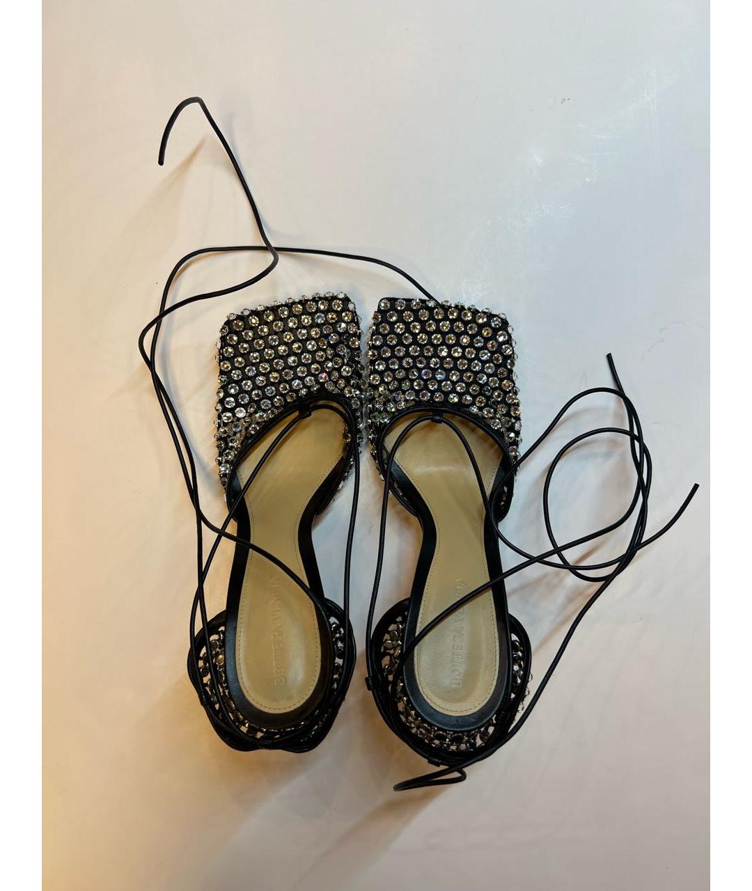 BOTTEGA VENETA Черные текстильные босоножки, фото 3