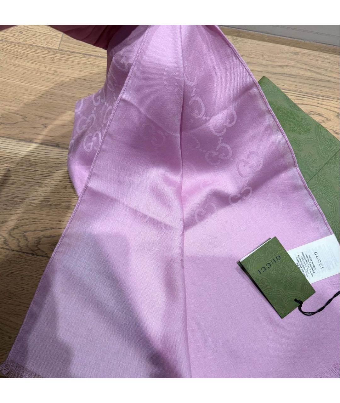 GUCCI Розовый шерстяной платок, фото 6