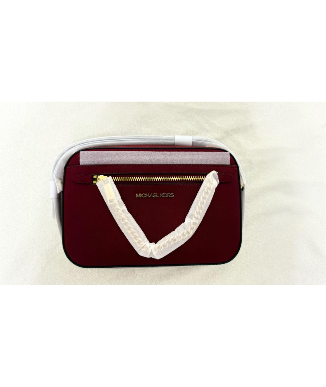 MICHAEL KORS Бордовая кожаная сумка через плечо, фото 5