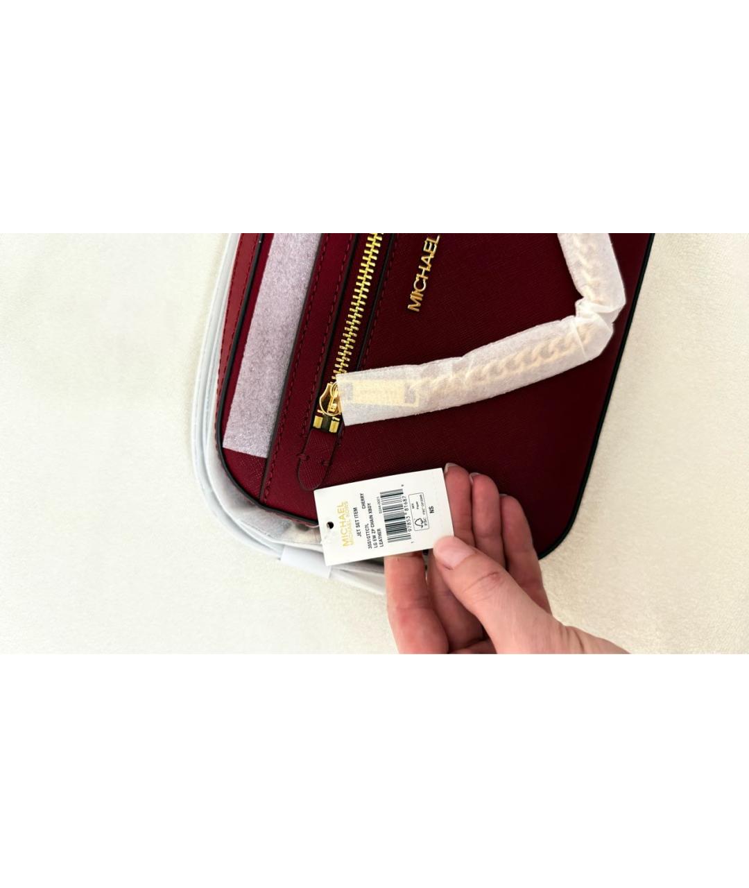 MICHAEL KORS Бордовая кожаная сумка через плечо, фото 2