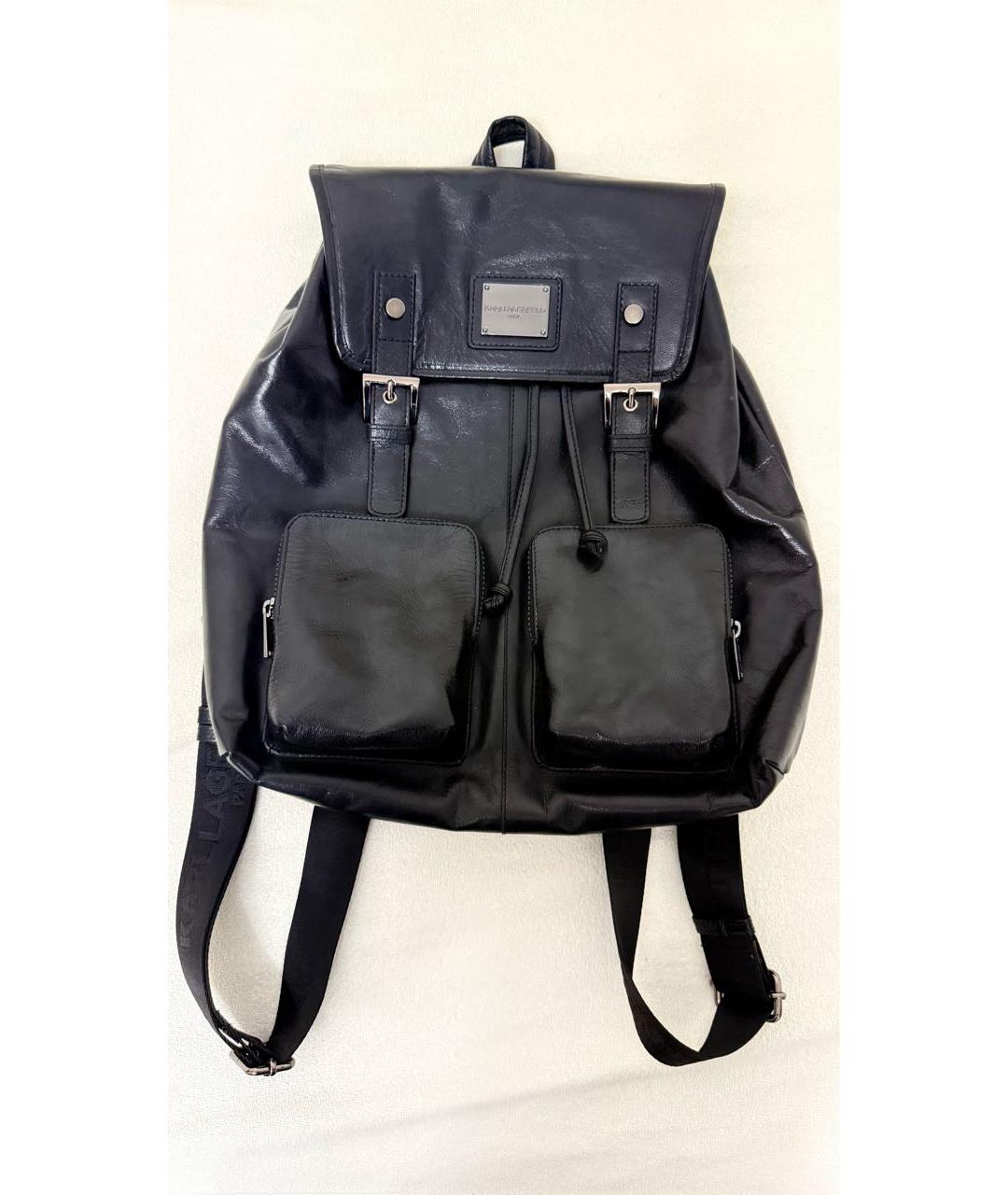 KARL LAGERFELD Черный кожаный рюкзак, фото 5