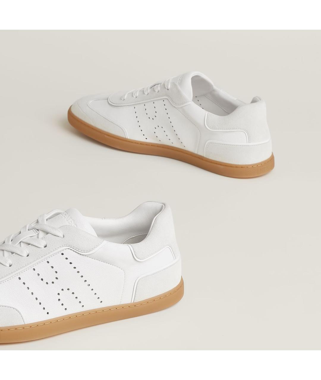 HERMES Белые кожаные низкие кроссовки / кеды, фото 5