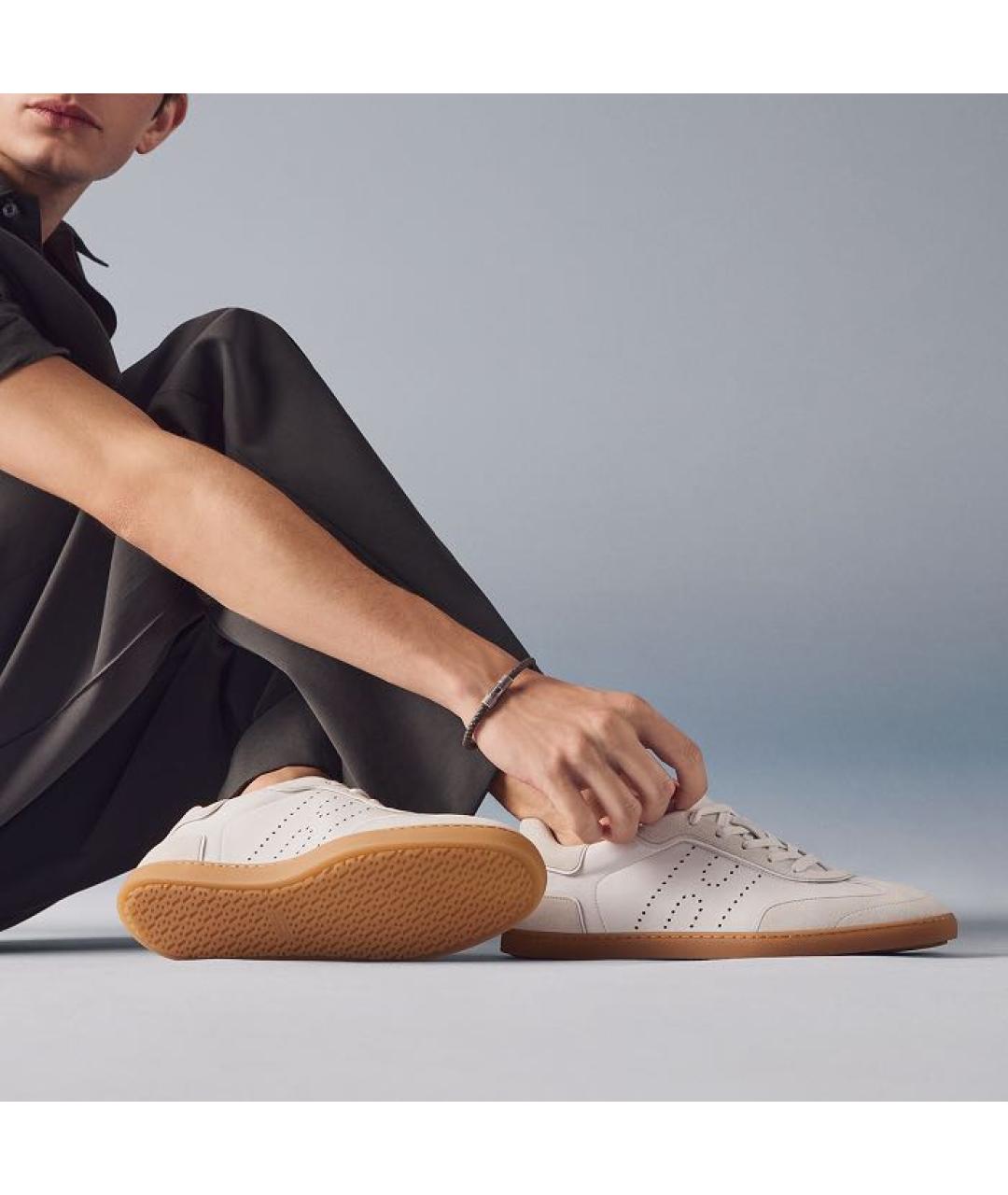 HERMES Белые кожаные низкие кроссовки / кеды, фото 3