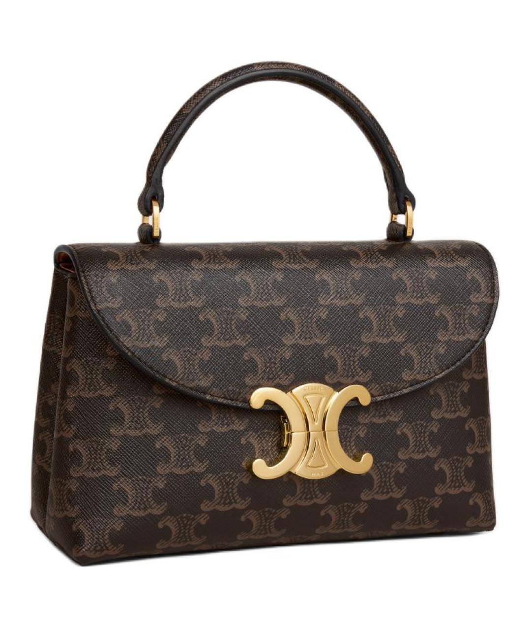 CELINE Коричневая кожаная сумка через плечо, фото 2