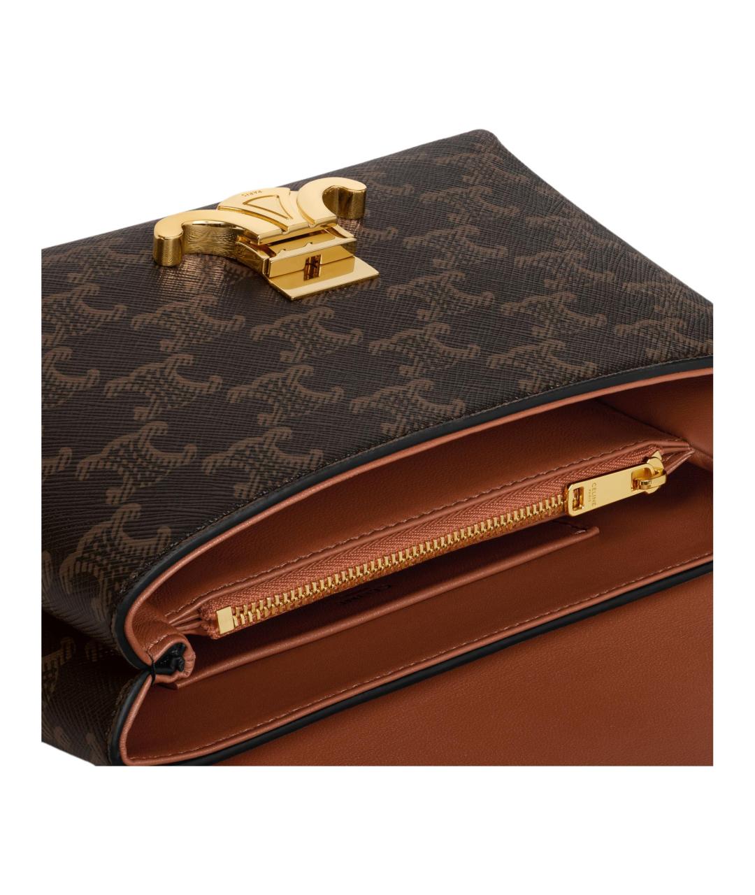 CELINE Коричневая кожаная сумка через плечо, фото 4