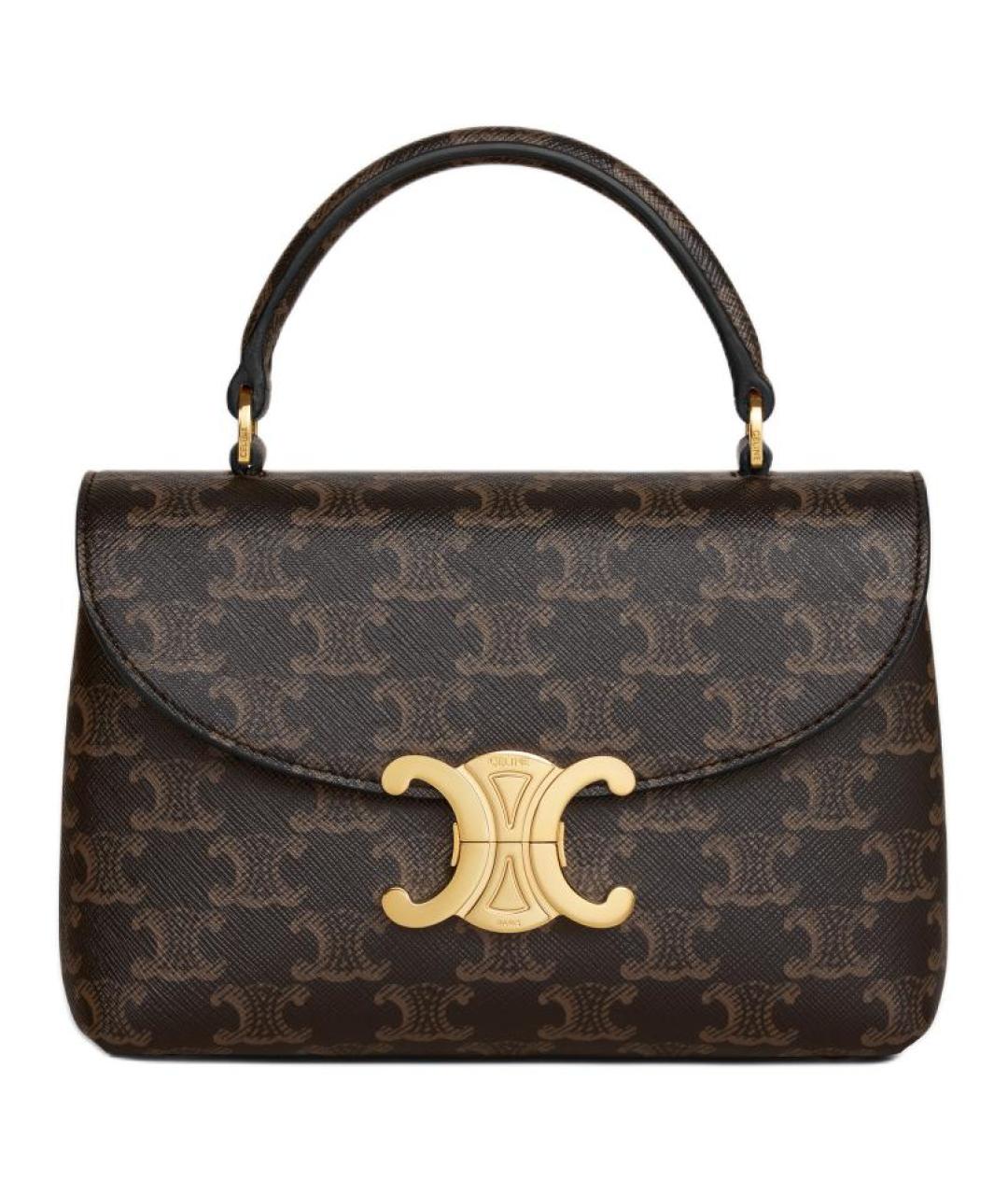 CELINE Коричневая кожаная сумка через плечо, фото 1