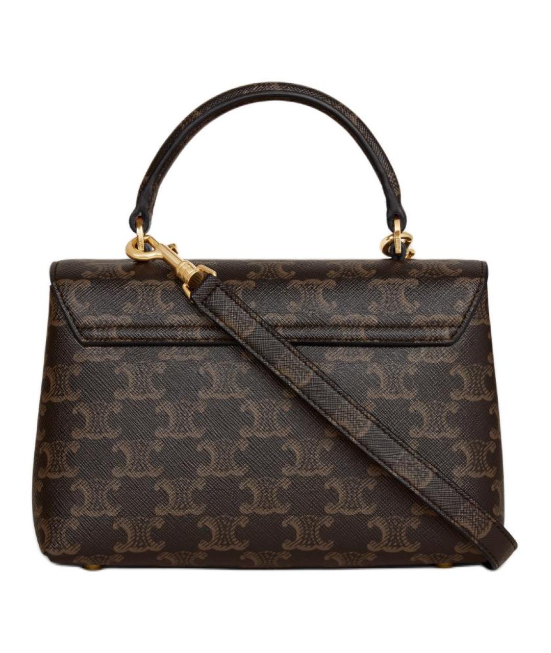 CELINE Коричневая кожаная сумка через плечо, фото 3