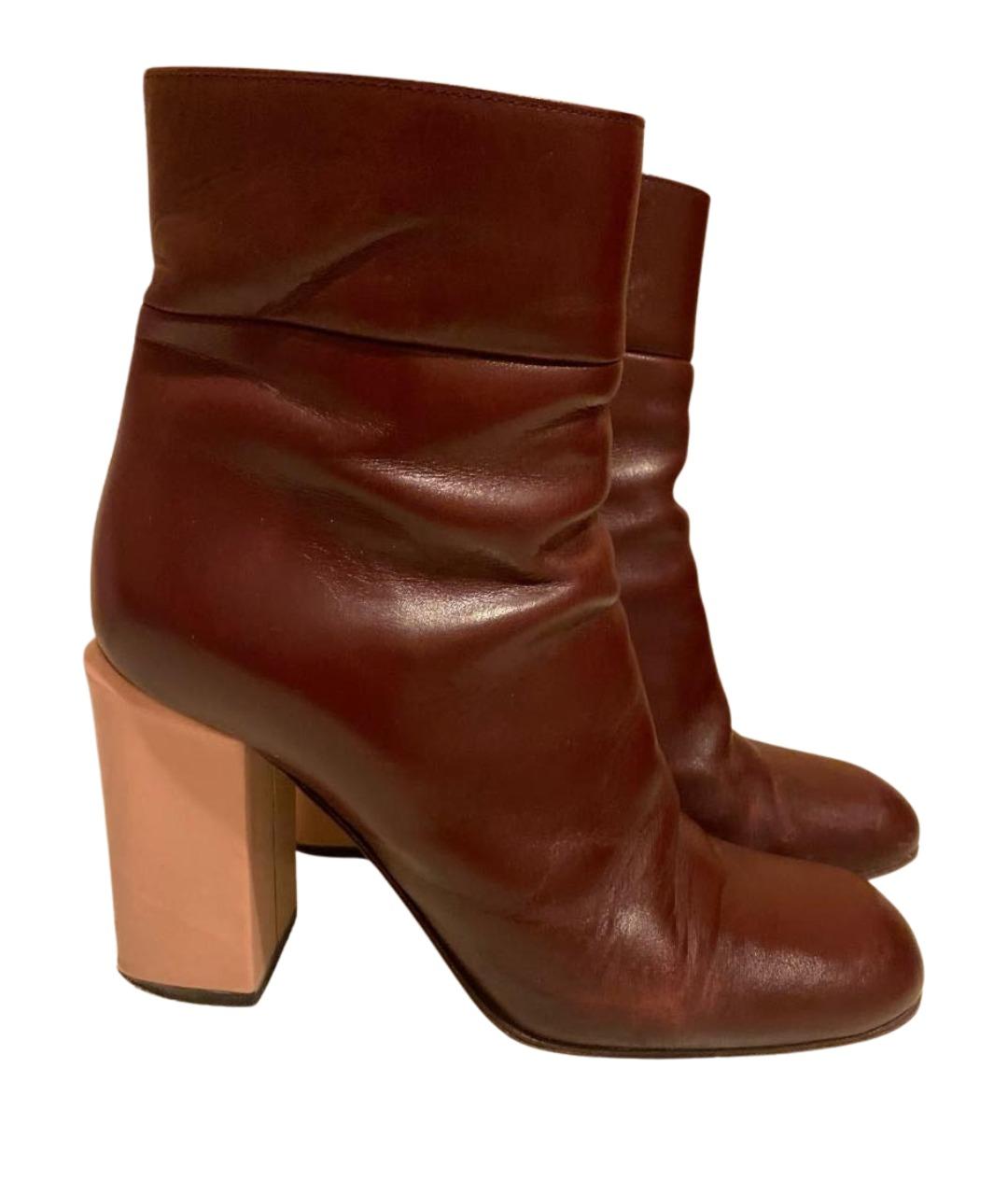 MARNI Бордовые кожаные ботинки, фото 1