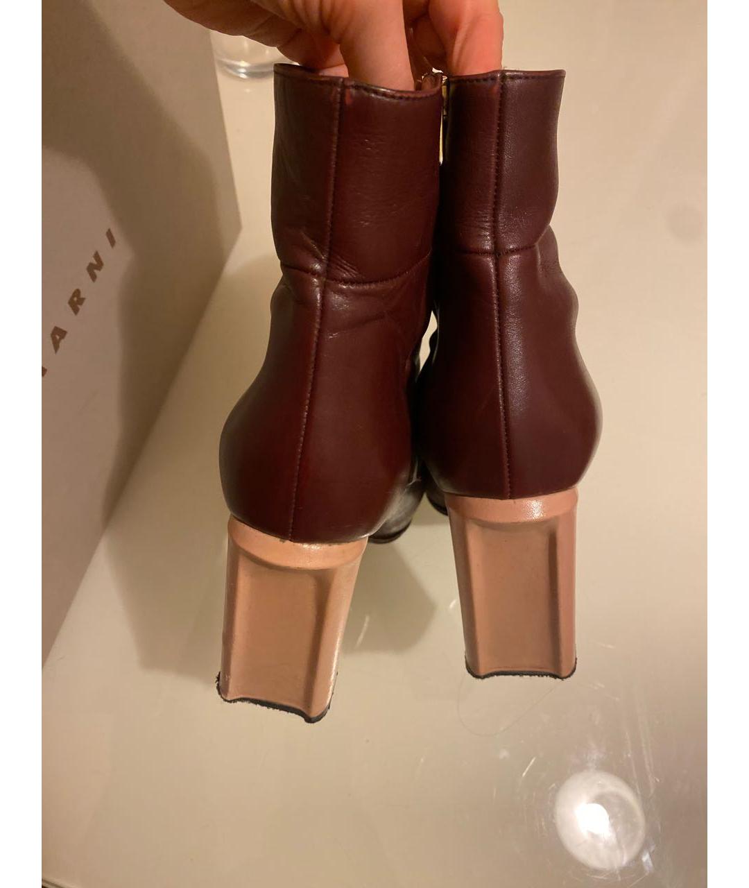 MARNI Бордовые кожаные ботинки, фото 2