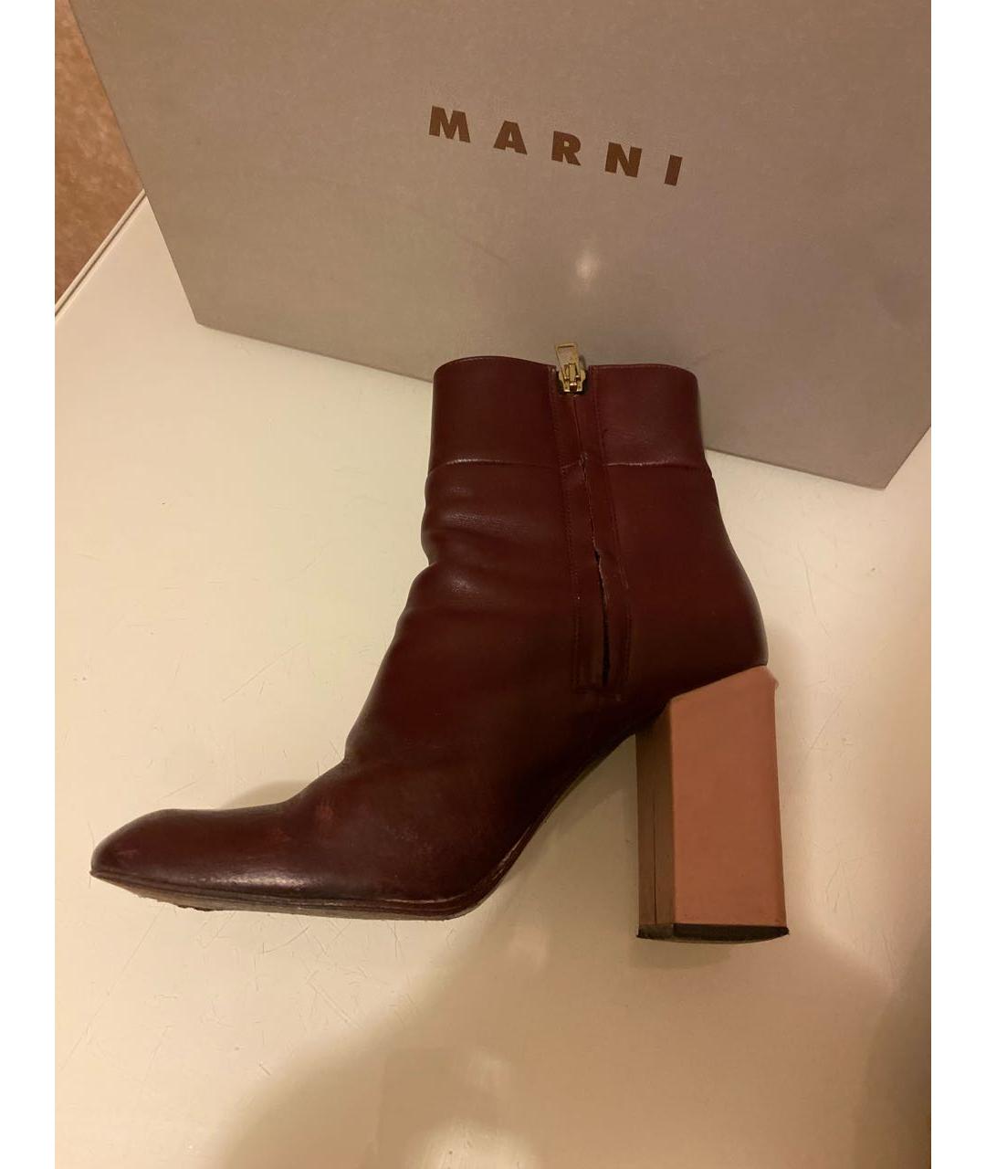 MARNI Бордовые кожаные ботинки, фото 3