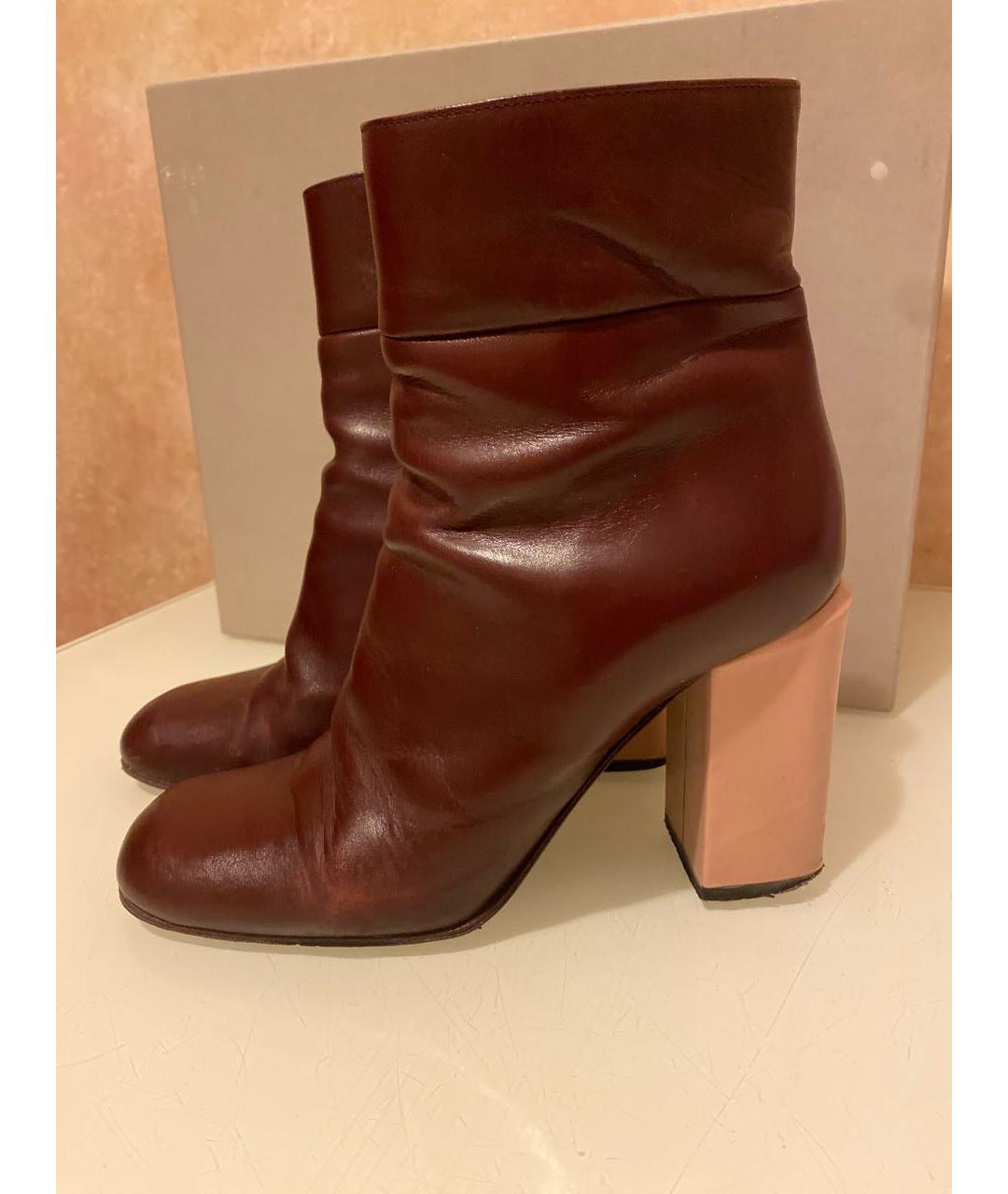 MARNI Бордовые кожаные ботинки, фото 5