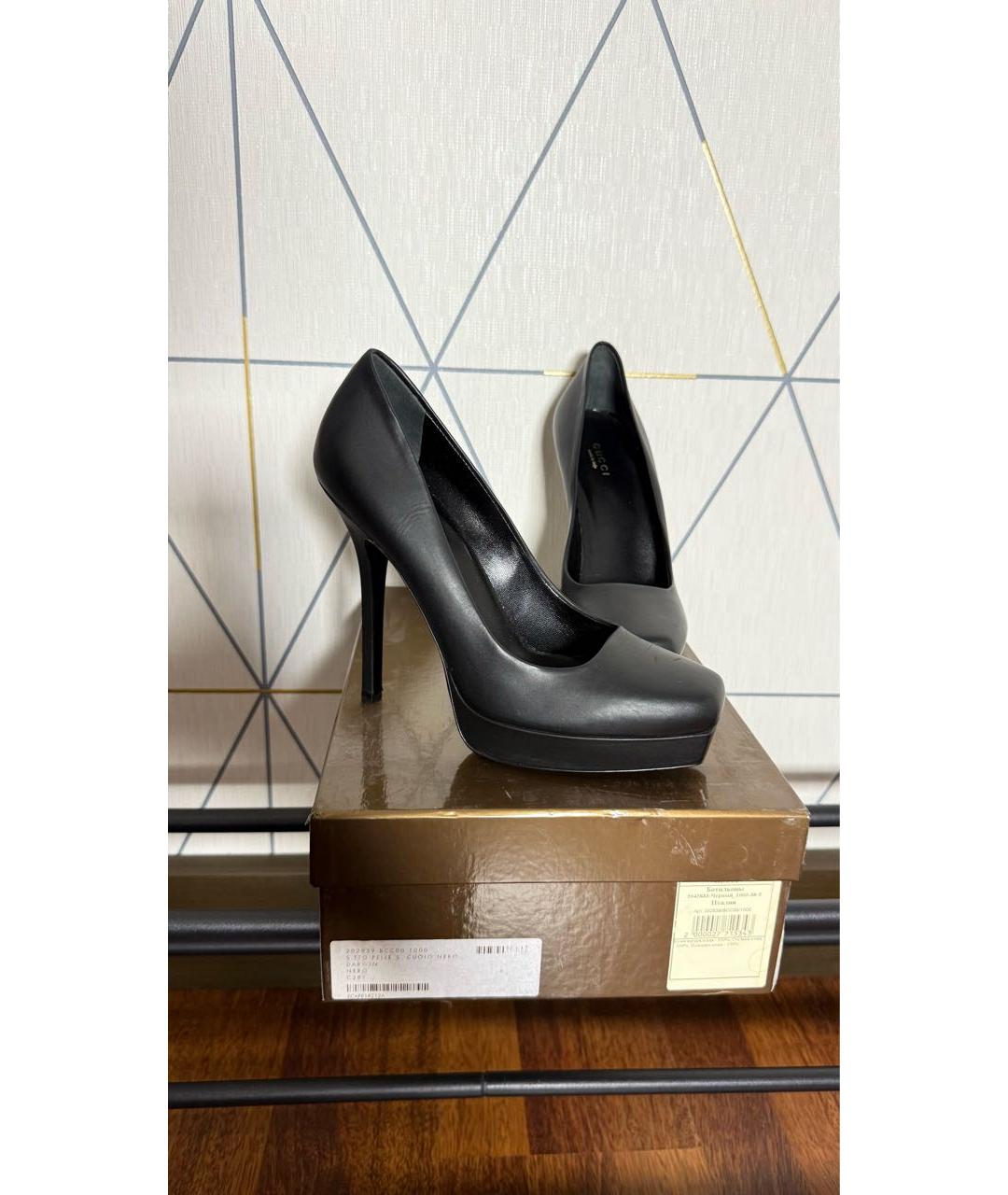 GUCCI Черные кожаные туфли, фото 5