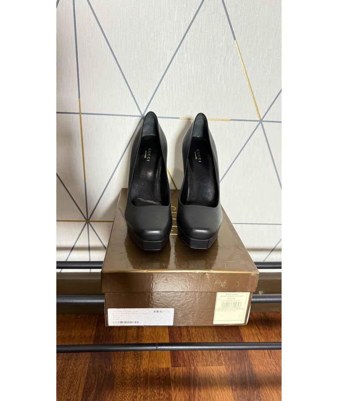 GUCCI Черные кожаные туфли, фото 2