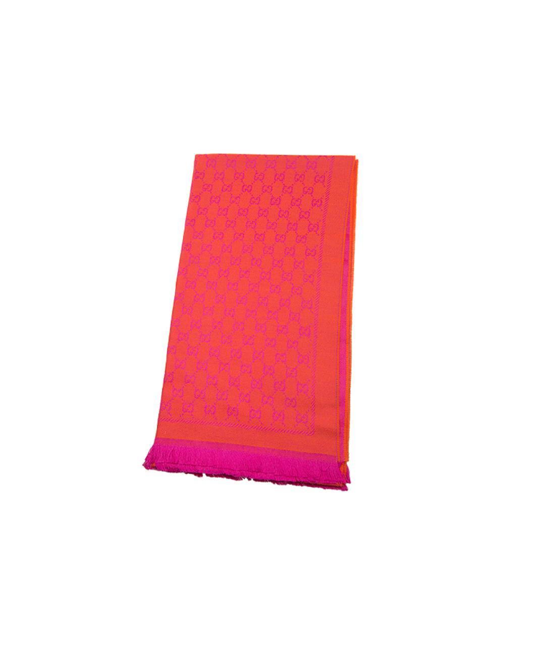 GUCCI Розовый шерстяной шарф, фото 2
