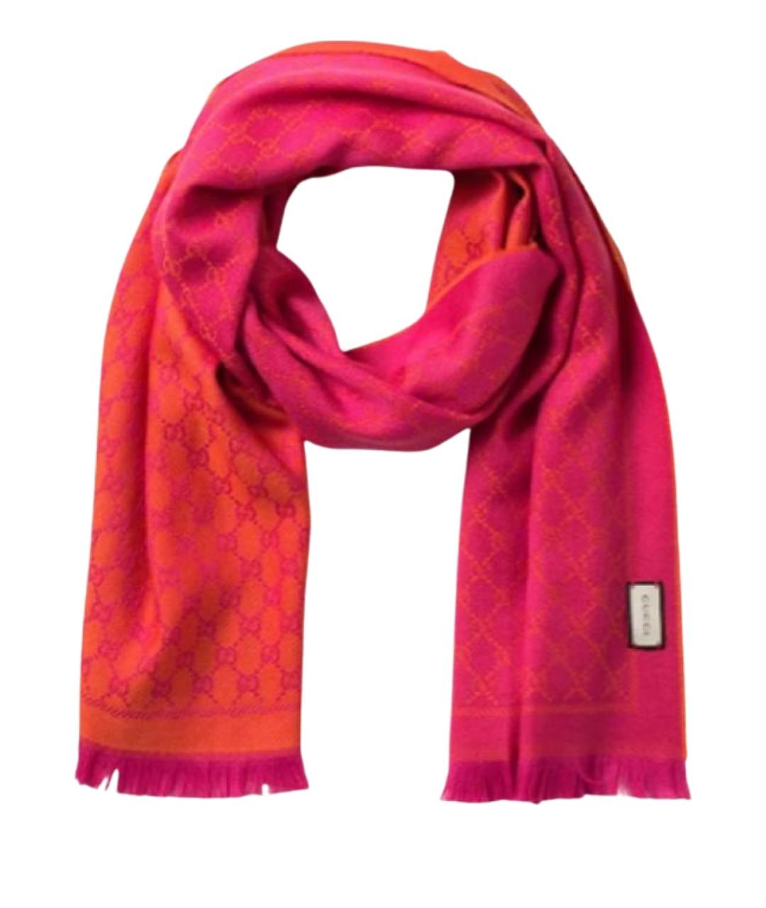 GUCCI Розовый шерстяной шарф, фото 1