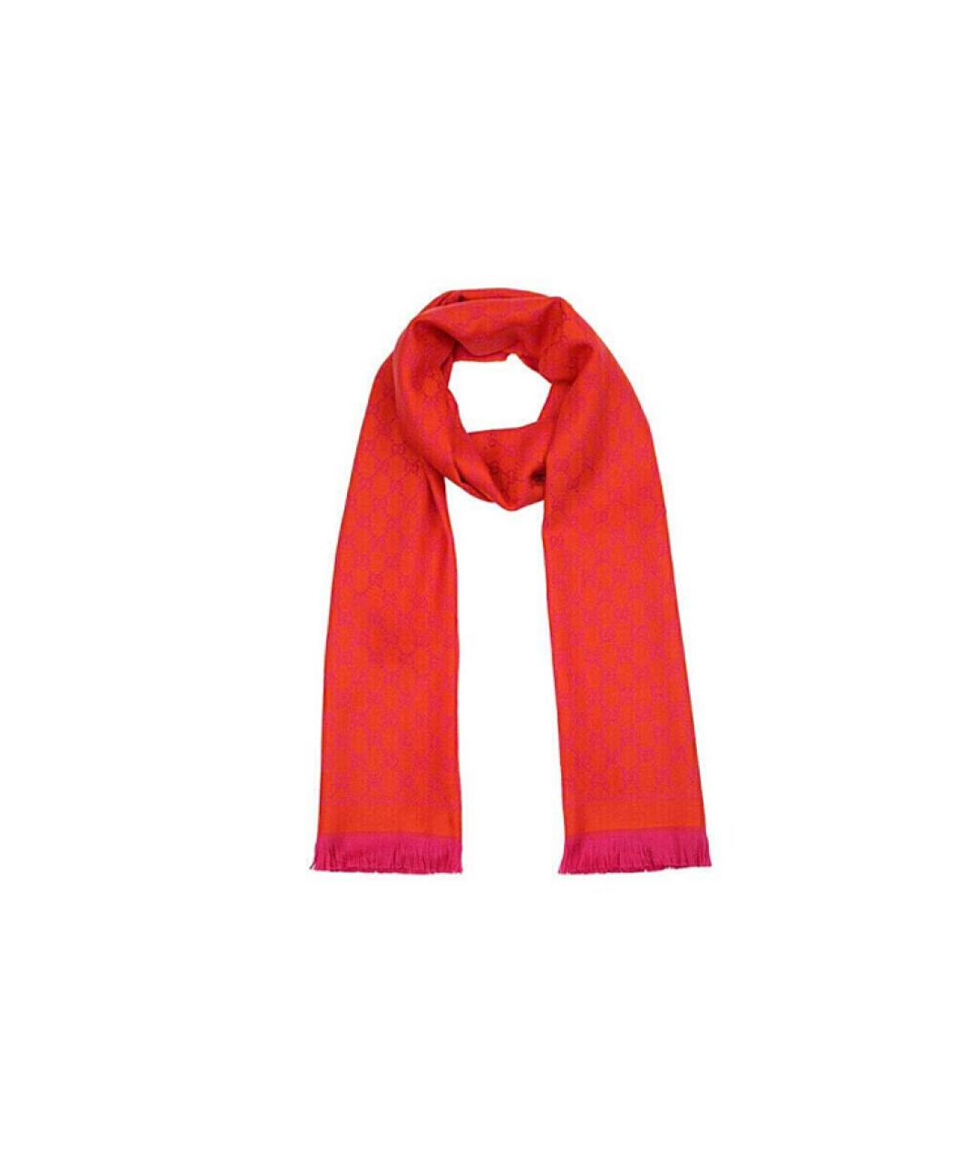 GUCCI Розовый шерстяной шарф, фото 3