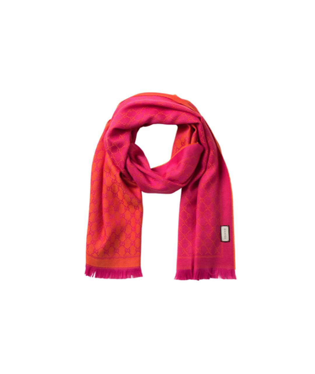 GUCCI Розовый шерстяной шарф, фото 4