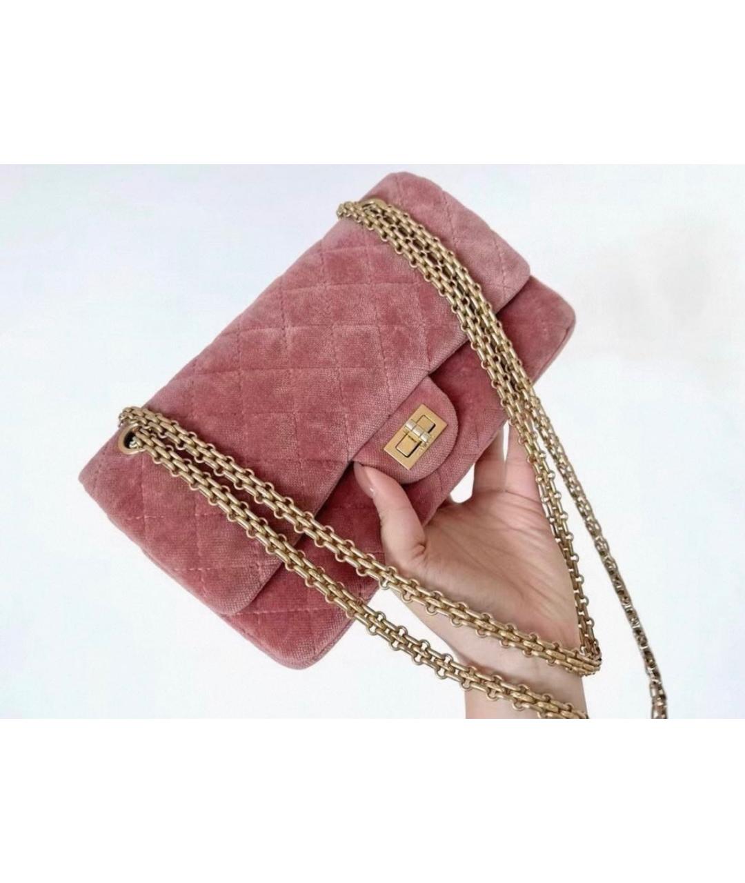CHANEL Розовая бархатная сумка через плечо, фото 5