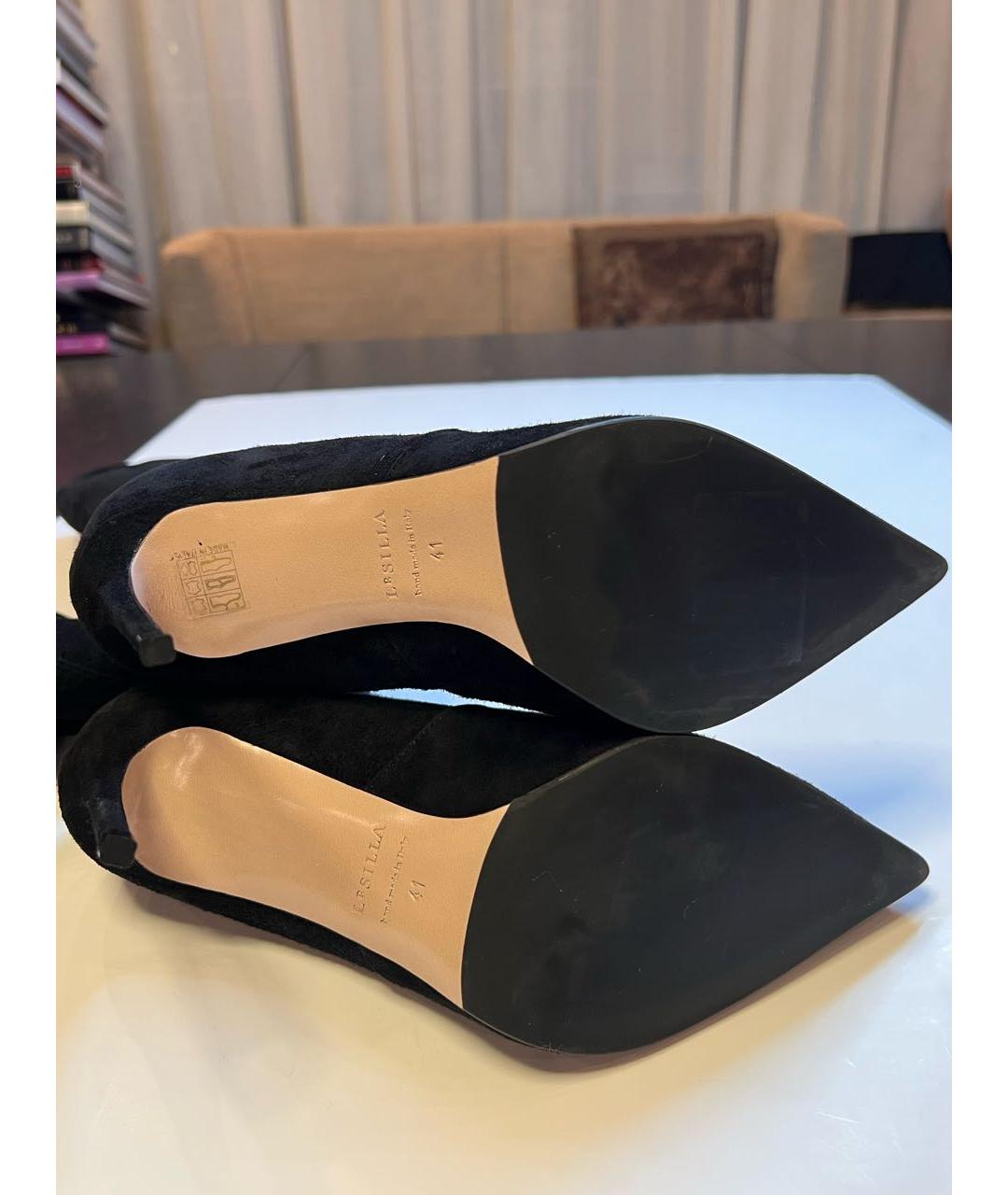 LE SILLA Черные замшевые ботфорты, фото 5