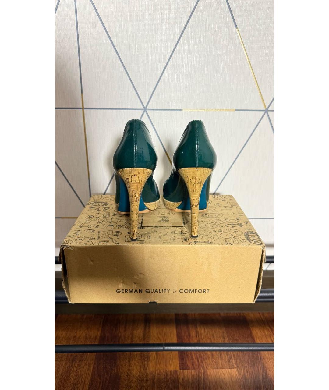 MOSCHINO Зеленые кожаные туфли, фото 4