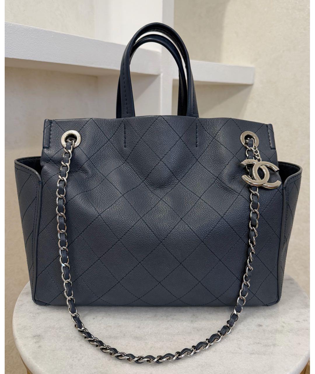 CHANEL Синяя кожаная сумка тоут, фото 2