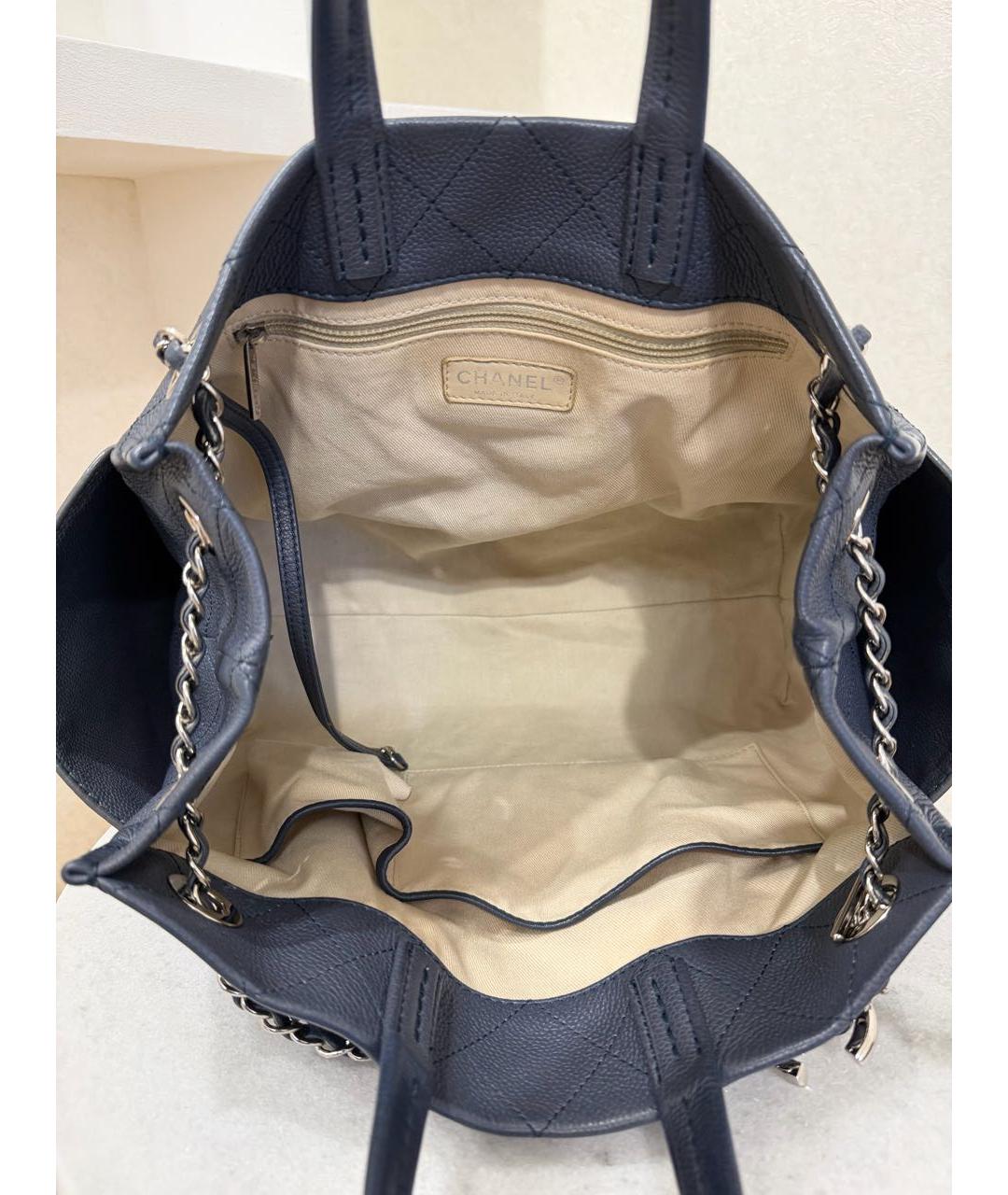 CHANEL Синяя кожаная сумка тоут, фото 7