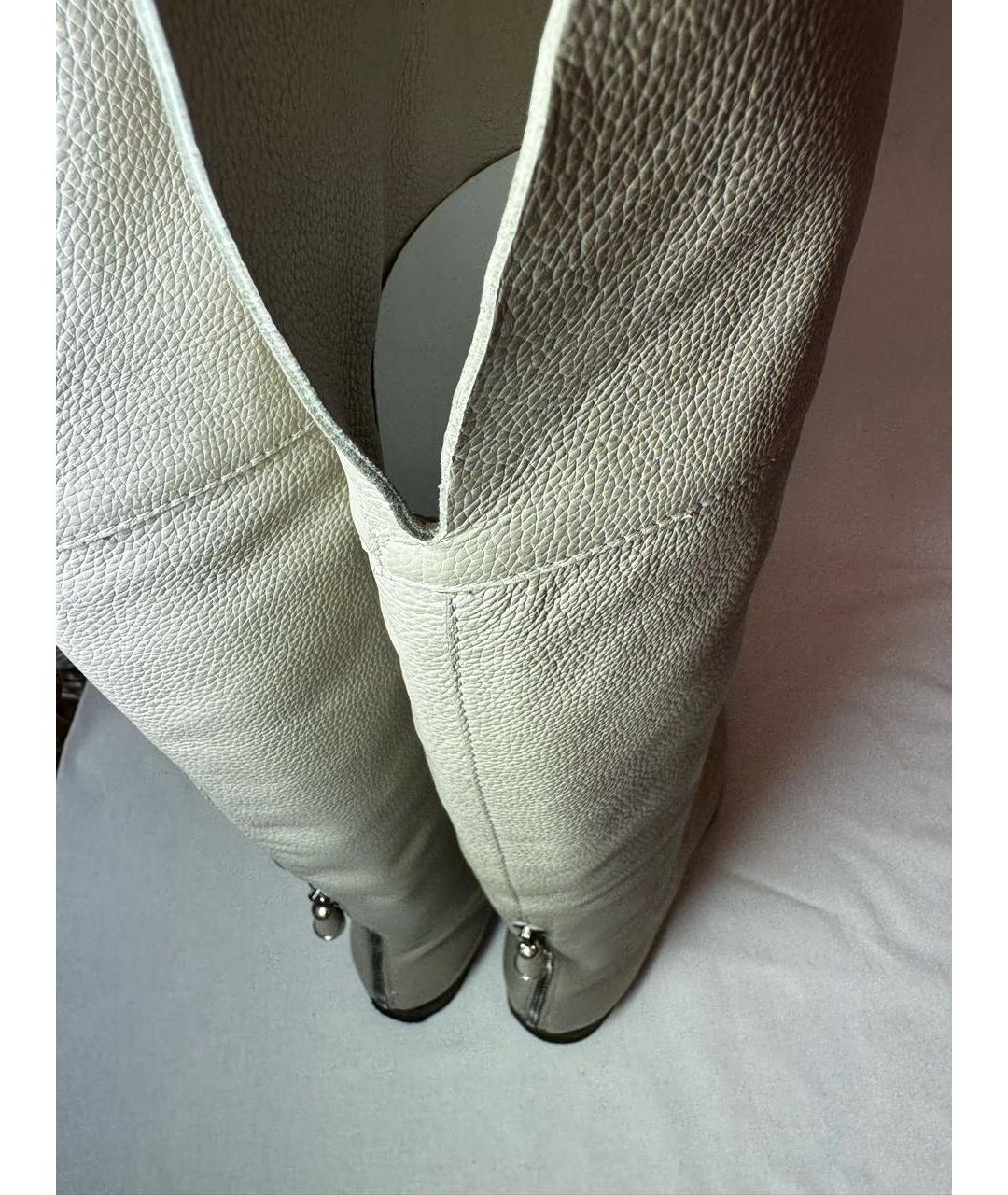 SERGIO ROSSI Бежевые кожаные ботфорты, фото 6