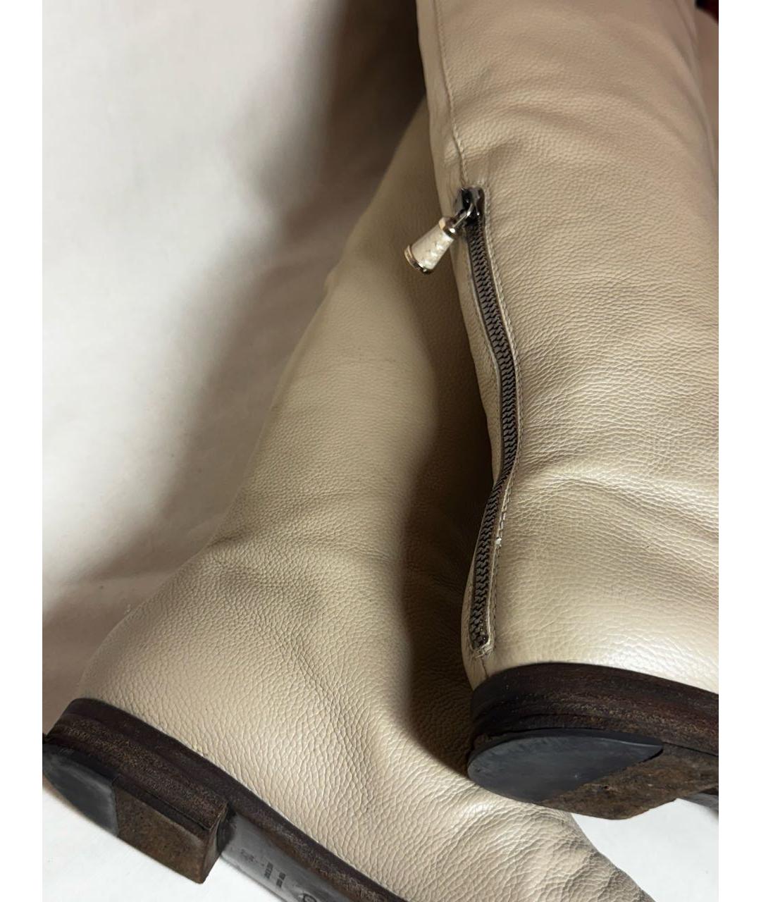 SERGIO ROSSI Бежевые кожаные ботфорты, фото 8