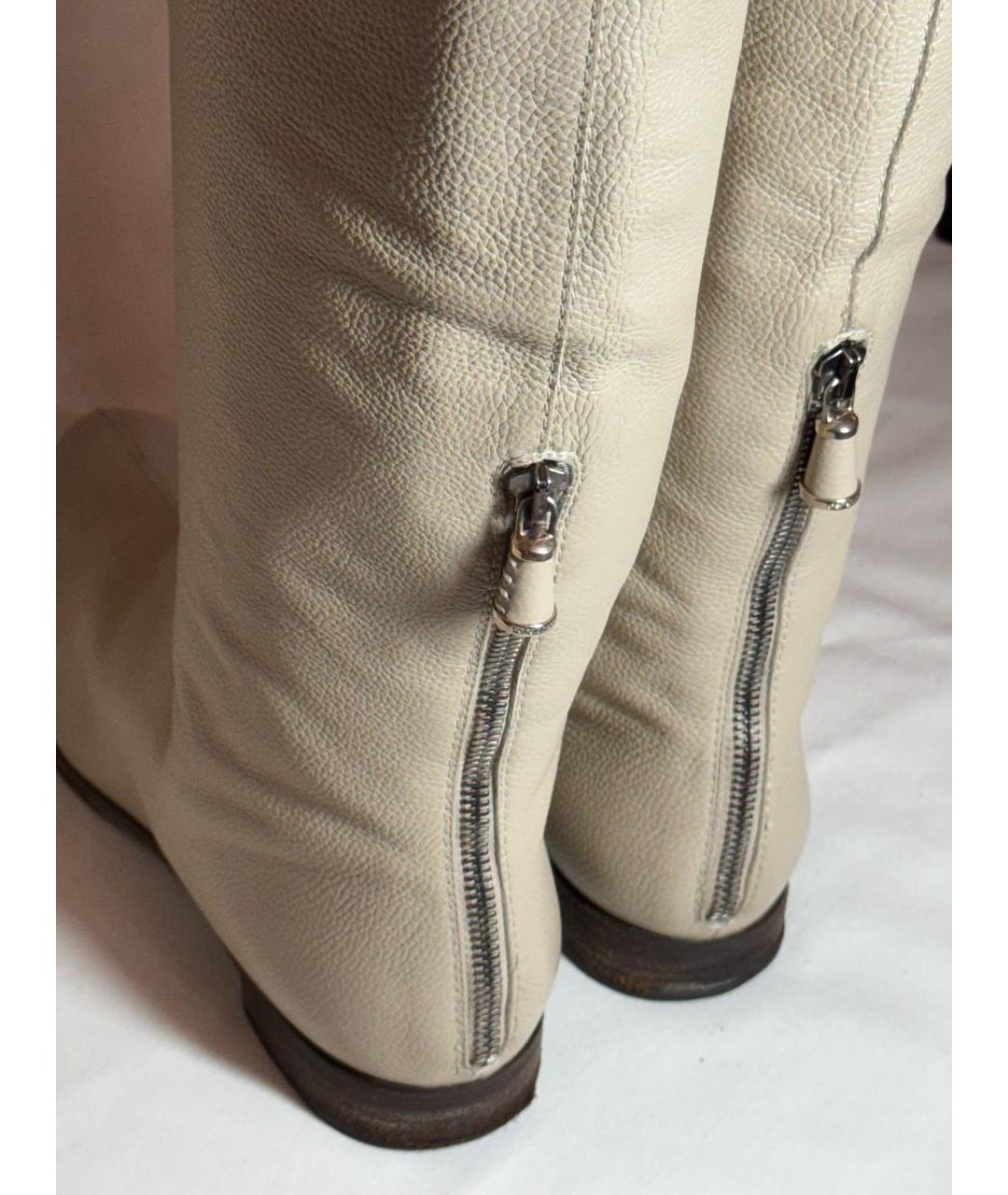 SERGIO ROSSI Бежевые кожаные ботфорты, фото 4
