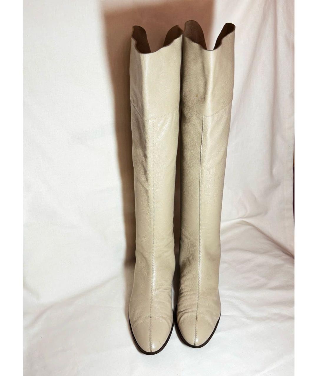 SERGIO ROSSI Бежевые кожаные ботфорты, фото 2