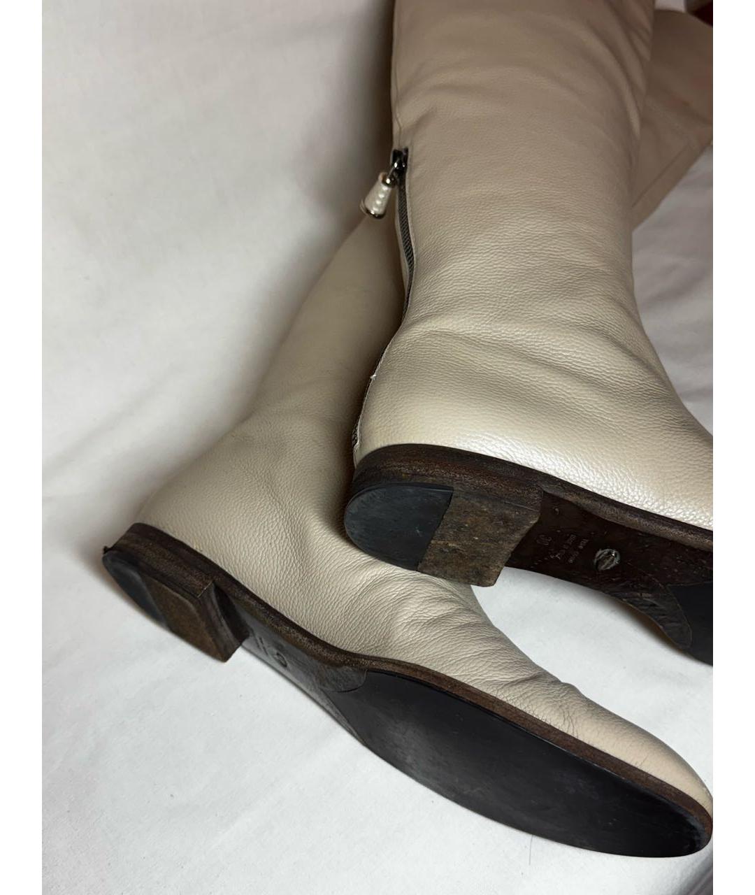 SERGIO ROSSI Бежевые кожаные ботфорты, фото 7