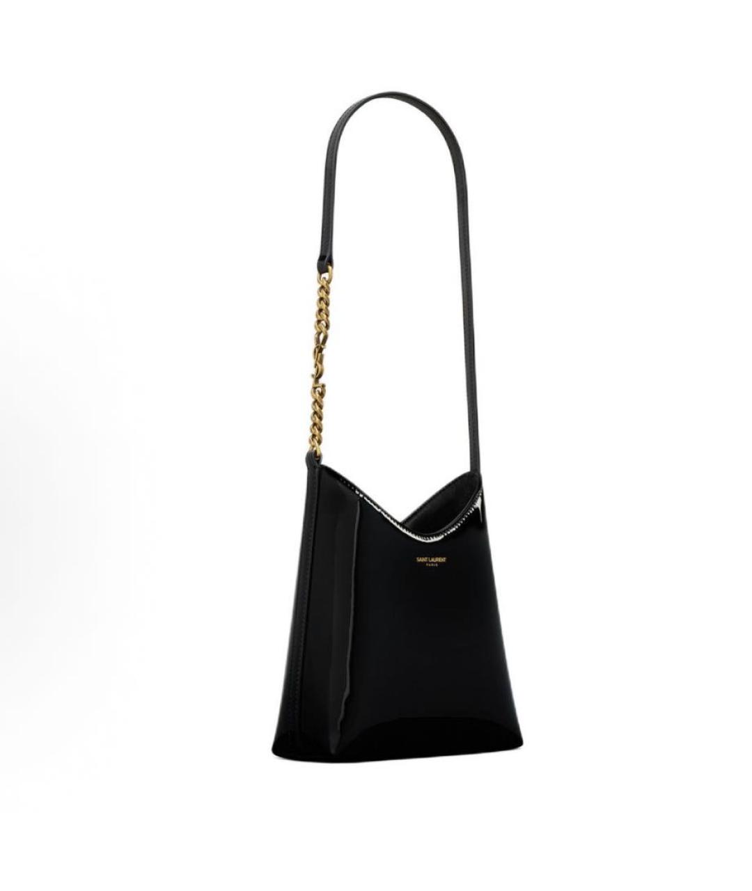SAINT LAURENT Черная сумка через плечо из лакированной кожи, фото 2
