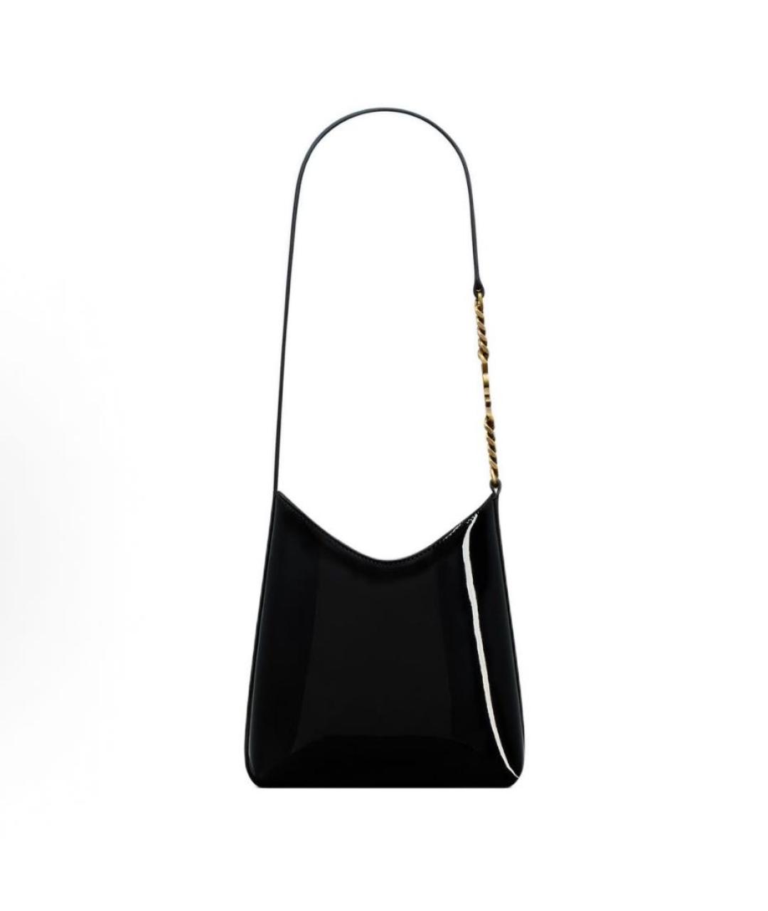 SAINT LAURENT Черная сумка через плечо из лакированной кожи, фото 3