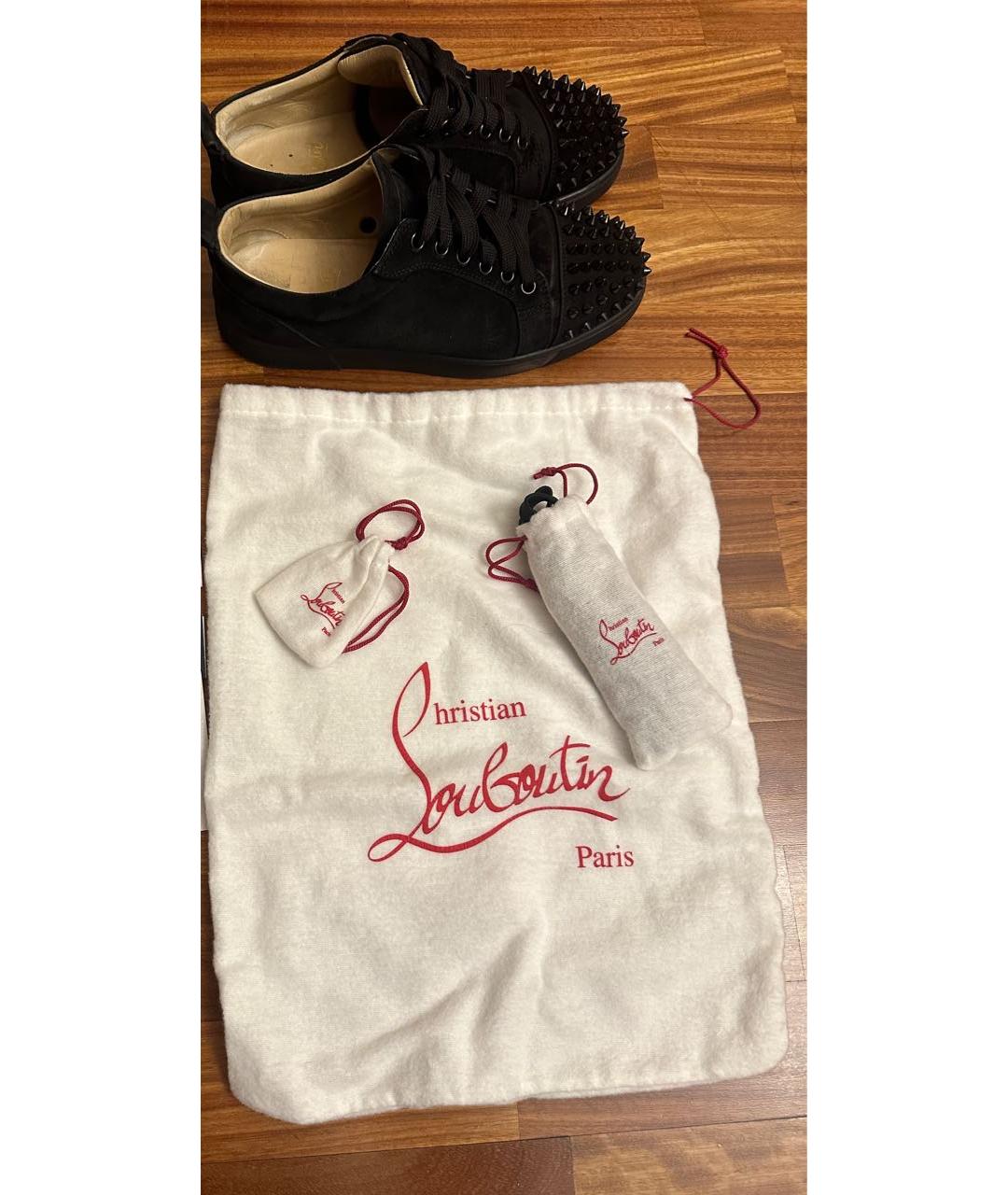 CHRISTIAN LOUBOUTIN Черные замшевые кеды, фото 3