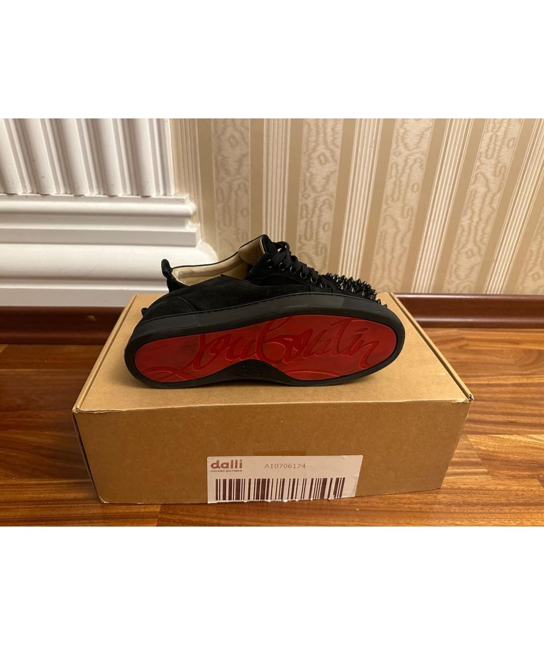 CHRISTIAN LOUBOUTIN Черные замшевые кеды, фото 2