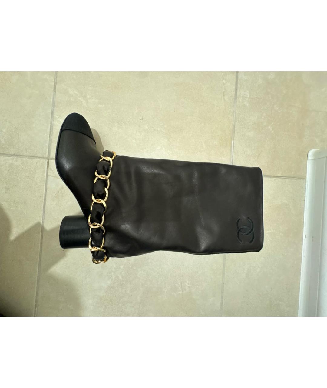 CHANEL Черные кожаные сапоги, фото 8