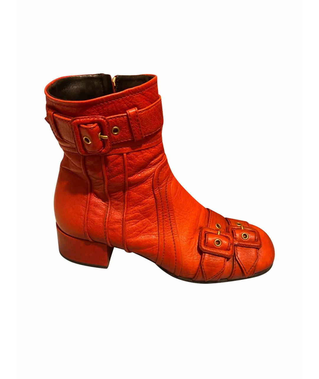 PRADA Красные кожаные ботильоны, фото 6