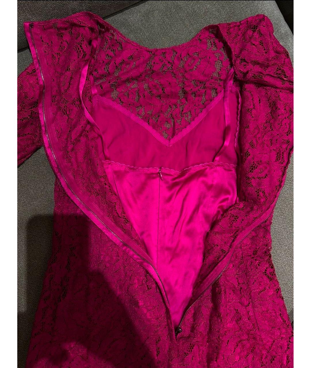 DOLCE&GABBANA Фуксия шелковое коктейльное платье, фото 3