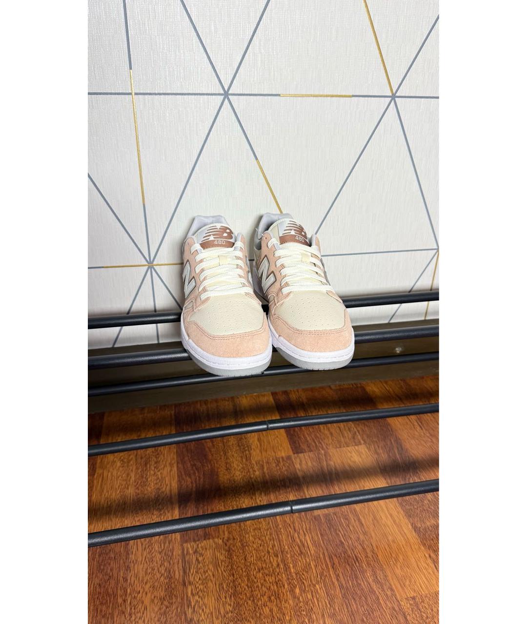 NEW BALANCE Коралловые кожаные низкие кроссовки / кеды, фото 2