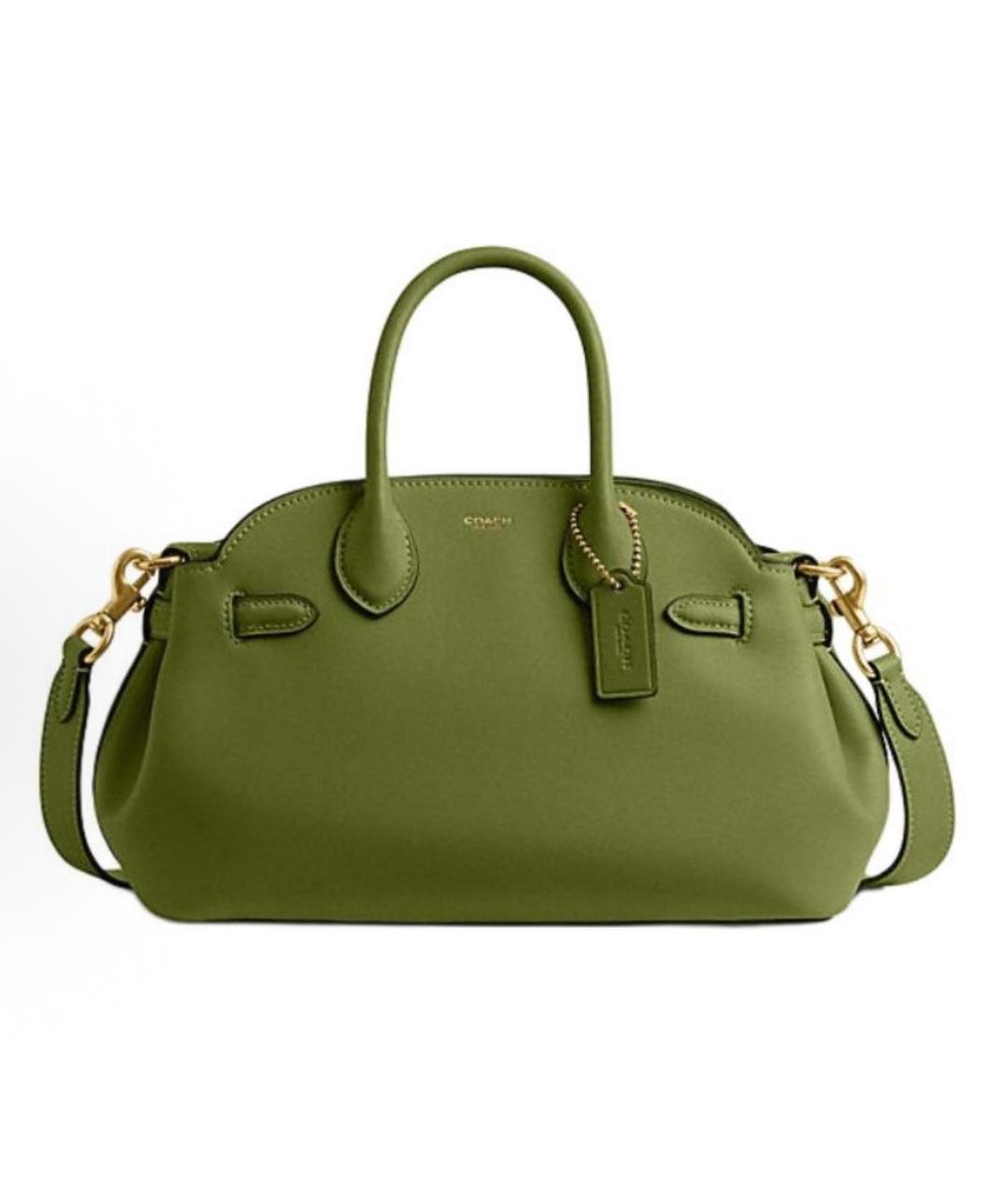COACH Зеленая кожаная сумка с короткими ручками, фото 1