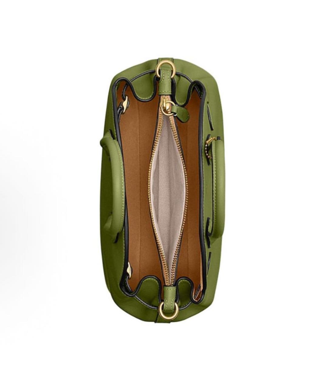 COACH Зеленая кожаная сумка с короткими ручками, фото 3