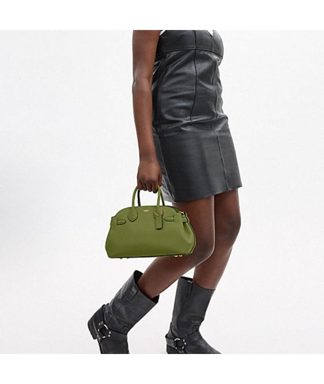 COACH Зеленая кожаная сумка с короткими ручками, фото 4