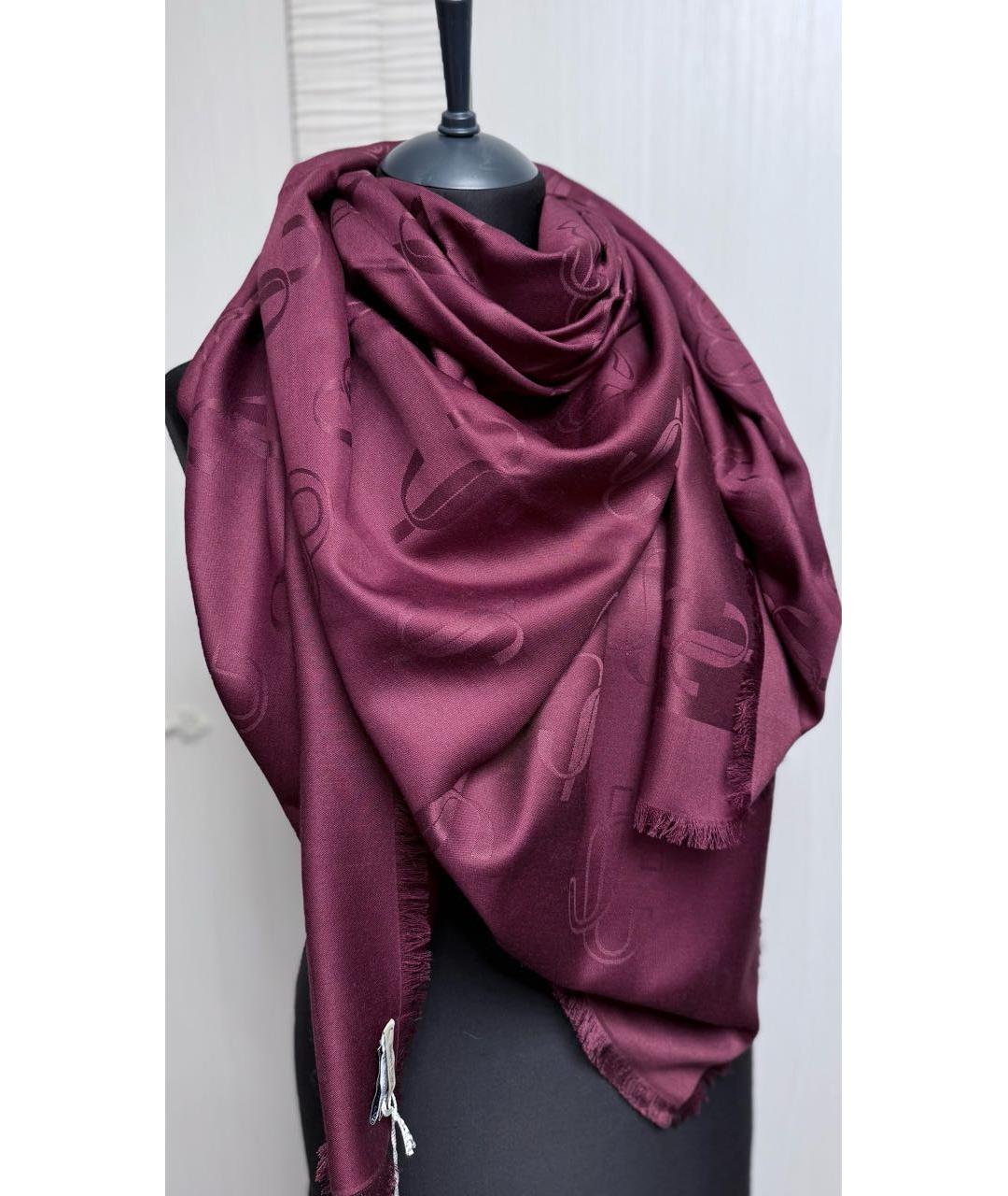JIMMY CHOO Бордовый шерстяной платок, фото 8