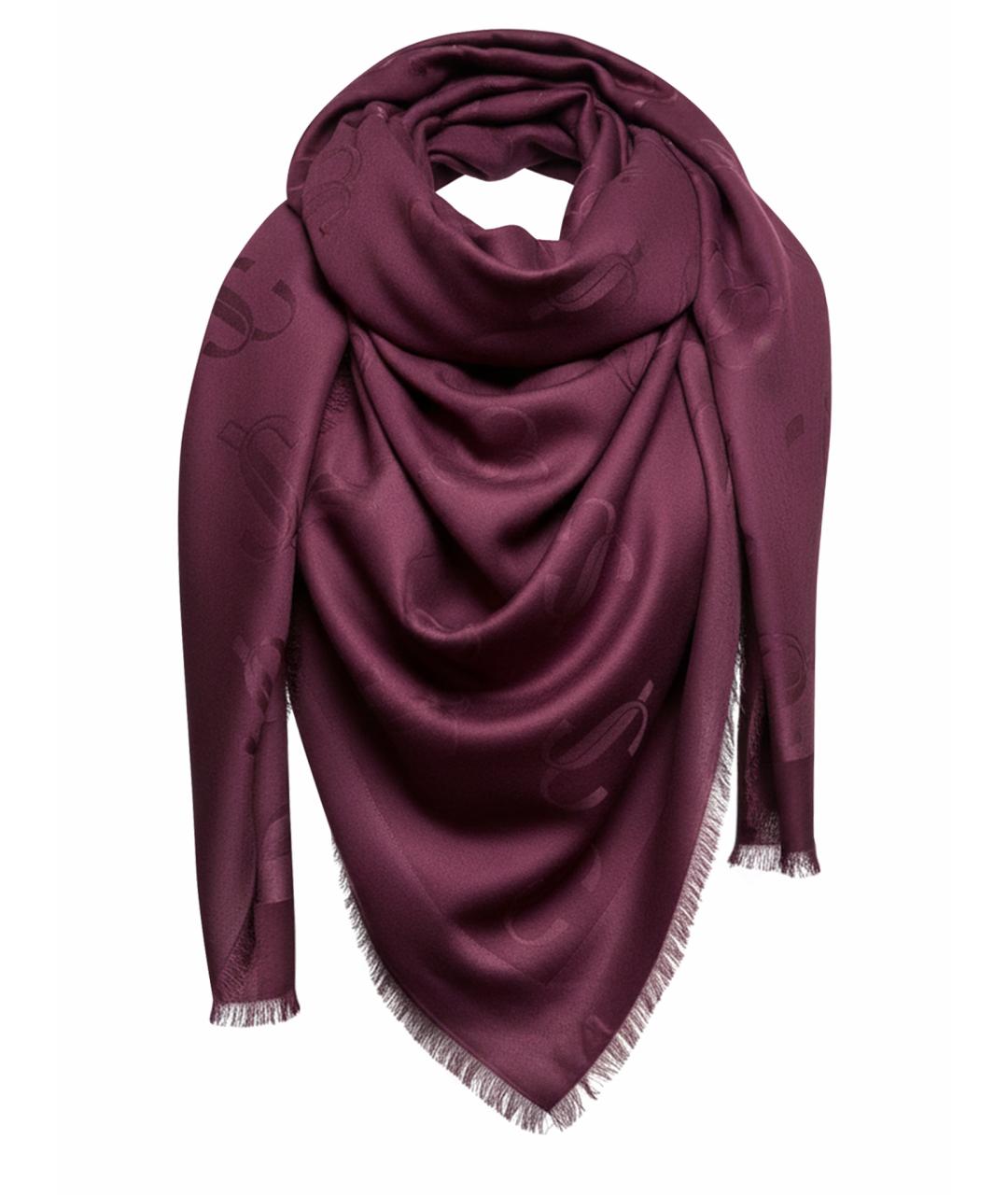 JIMMY CHOO Бордовый шерстяной платок, фото 1