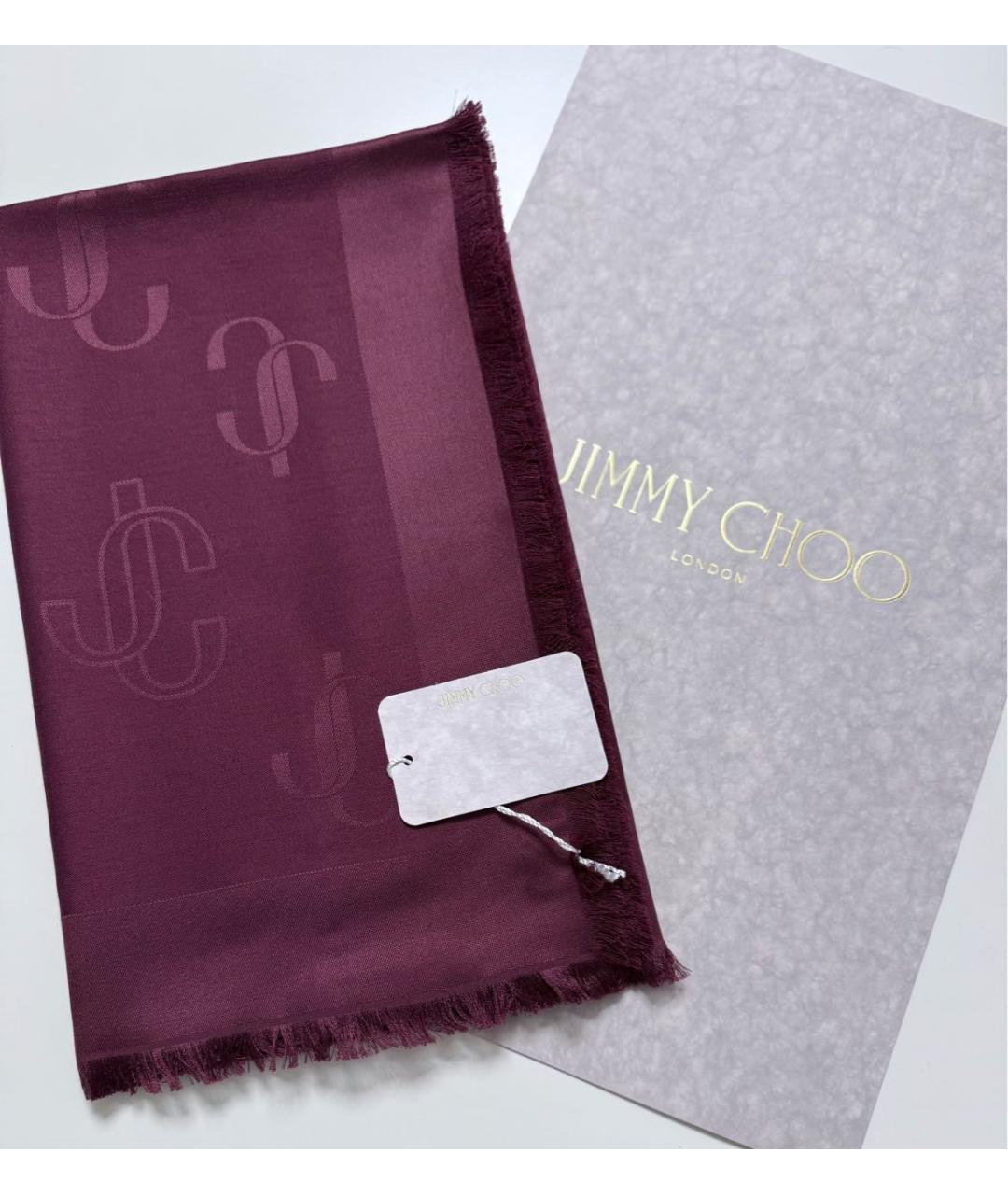 JIMMY CHOO Бордовый шерстяной платок, фото 2