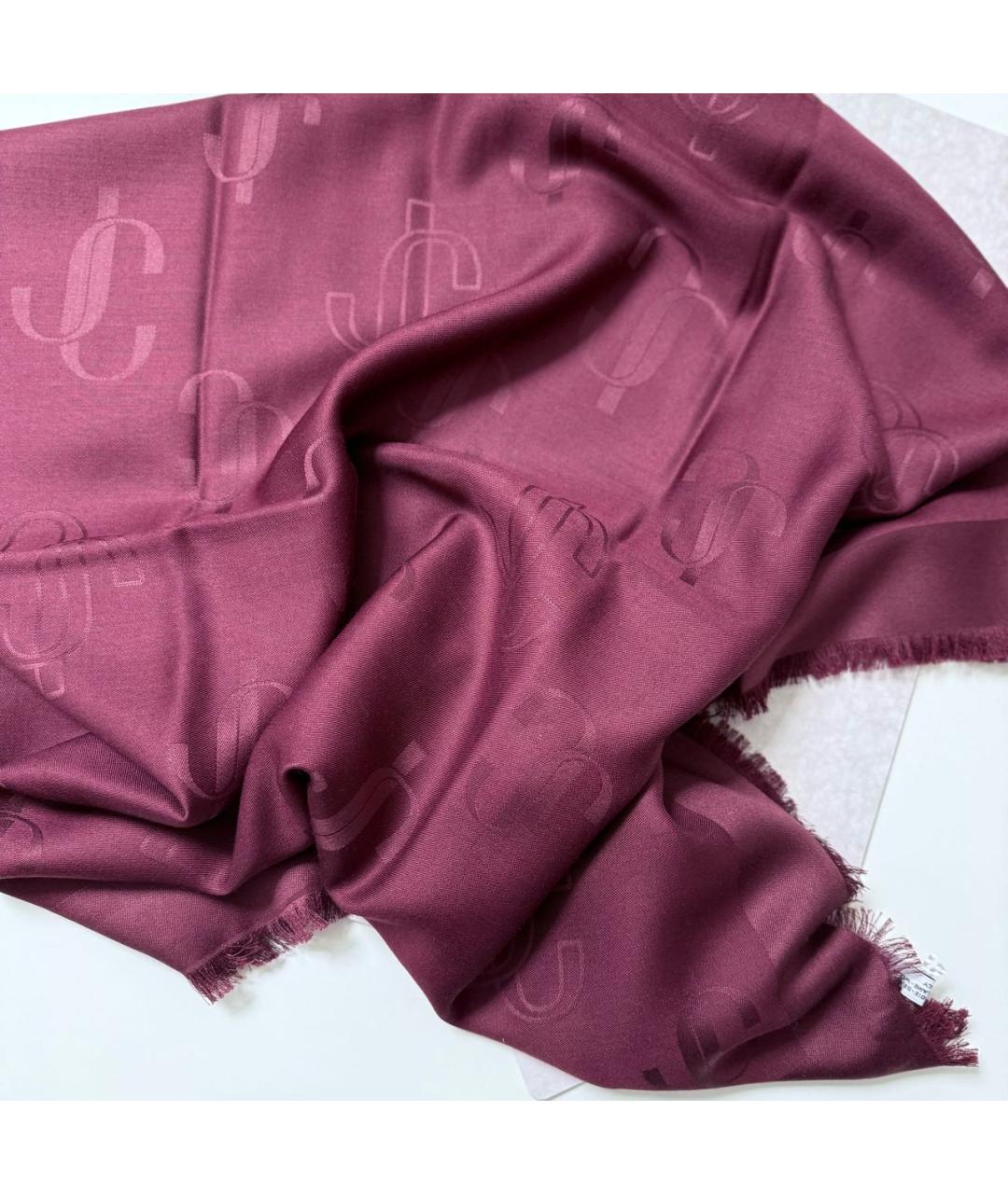 JIMMY CHOO Бордовый шерстяной платок, фото 4