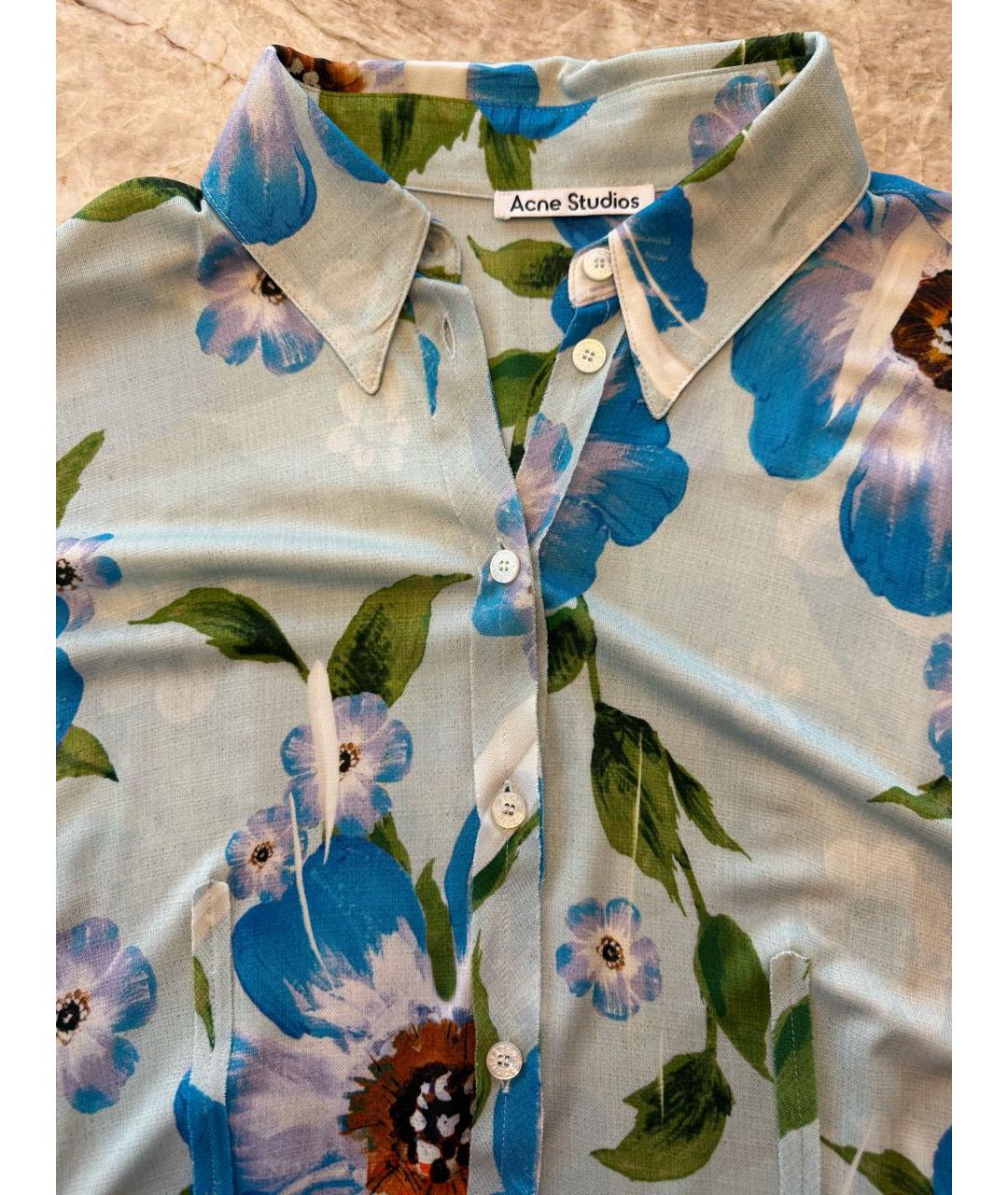 ACNE STUDIOS Голубая вискозная блузы, фото 7