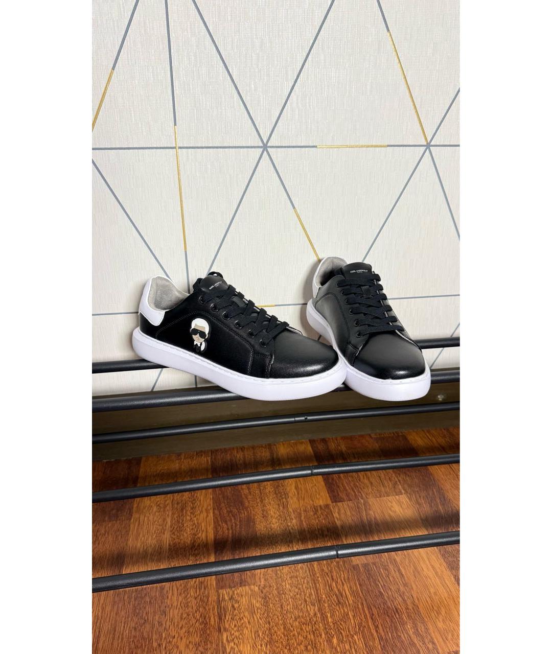 KARL LAGERFELD Черные кожаные низкие кроссовки / кеды, фото 5